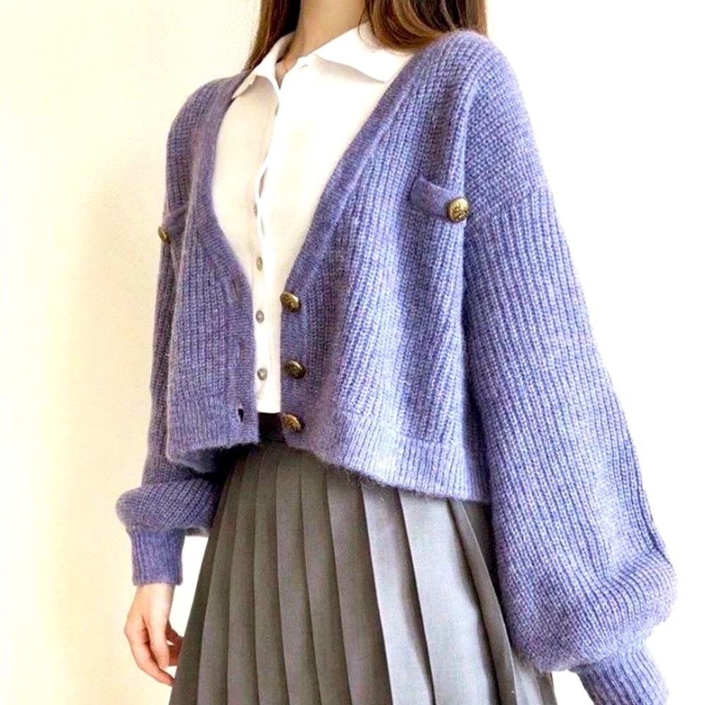 J.ING Elsie Lavender Oversized Cardigan